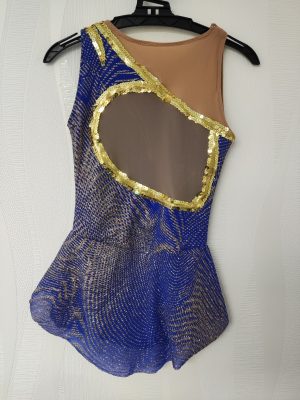 Costume de patinage artistique bleu royal et or – 10 ans