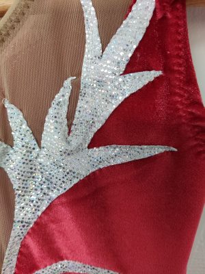 Costume de patinage artistique velours rouge et argent - 12 ans – Image 3